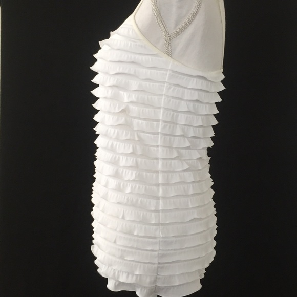 White ruffle cami tank top. Built in bra.  S/M - Picture 2 of 4